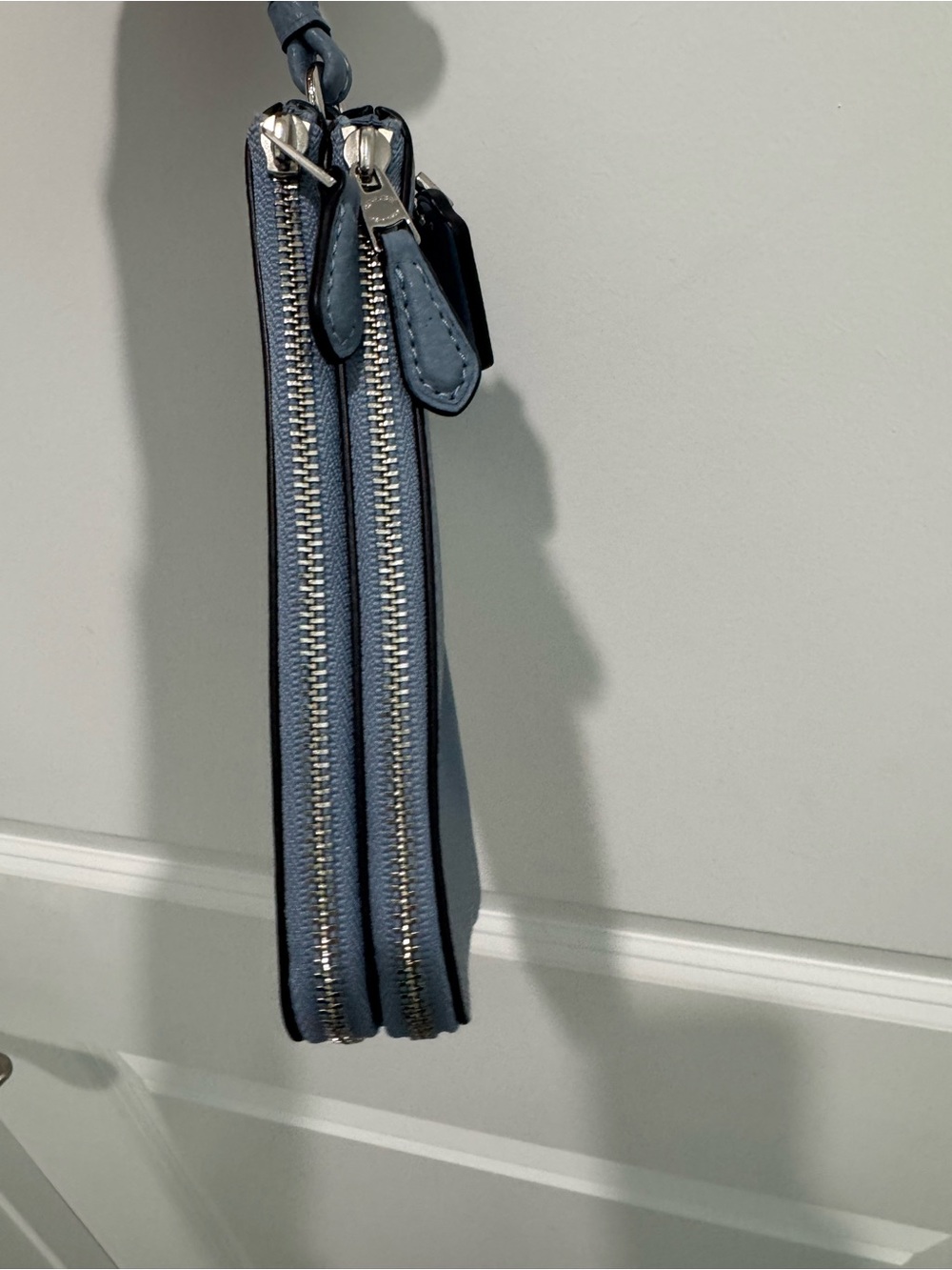 Coach double corner zip wristlet in slate blue NWOT - Picture 4 of 5